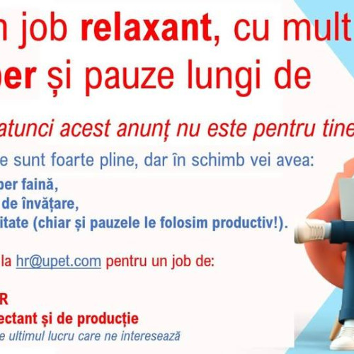 Oportunitate de angajare la UPET SA