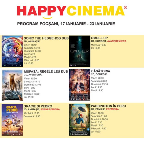 Happy Cinema Focșani, destinația preferată pentru filme noi