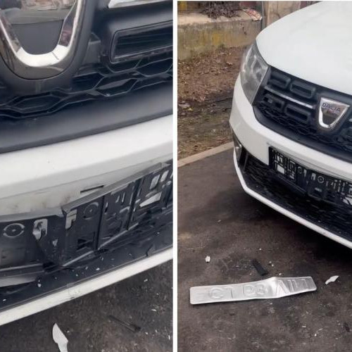 Taximetrist din Cluj-Napoca, surprins după ce a fost lovit de un alt șofer pe trotuar