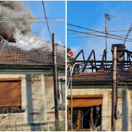 Incendiu la acoperișul unei case în Cicanesti