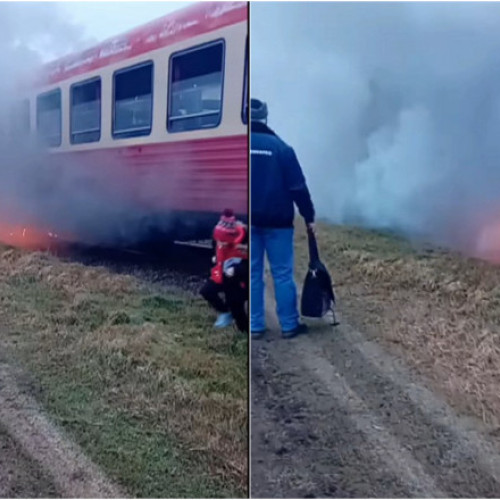 Tren în flăcări în apropierea localității Pecica: 30 de pasageri s-au autoevacuat