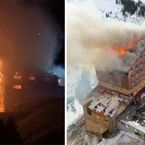 Incendiu devastator la un hotel din stațiunea de schi Kartalkaya
