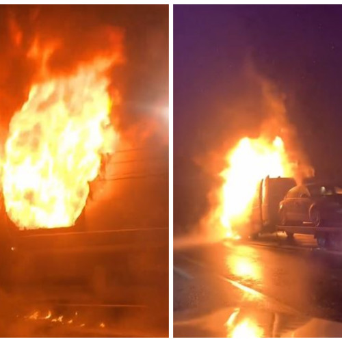 Incendiu devastator pe A3: o duba de marfă a fost complet distrusă