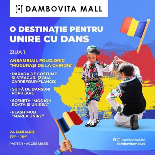 Ziua Unirii Principatelor Române sărbătorită cu muzică și dansuri populare la Dâmbovița Mall