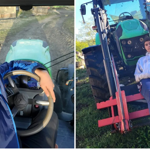 Teofan Sasca, adolescent din Botoșani, cucerește internetul cu vloguri din tractor