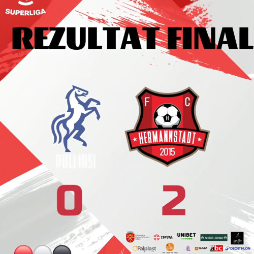 FC Hermannstadt câștigă meciul cu Poli Iași, scor 2-0