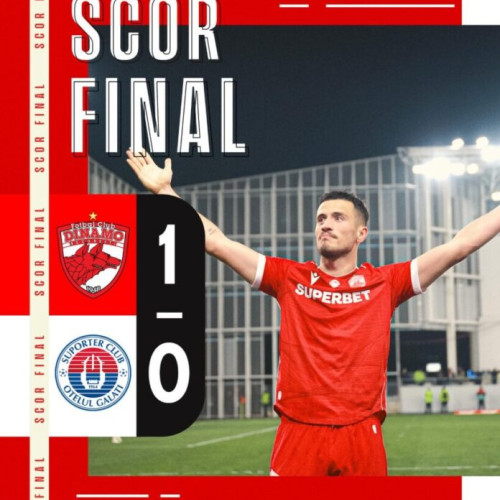 Dinamo București câștigă dramatic în fața Oțelului Galați