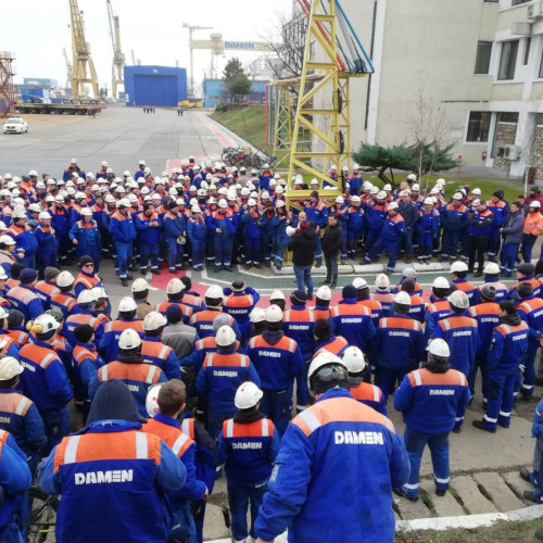 Protest la Ministerul Economiei pentru redresarea Santierului Naval Mangalia