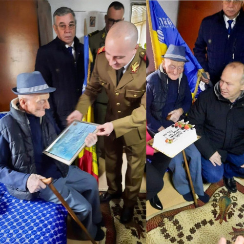 Veteranul Condel Ion sărbătorit în comuna Bumbești Pițic la împlinirea vârstei de 102 ani
