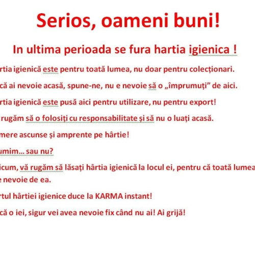 Hoț misterios fură hârtie igienică dintr-un laborator de analize medicale din Târgu Jiu