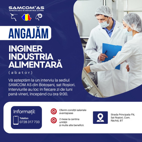 Samcom AS caută inginer în industria alimentară
