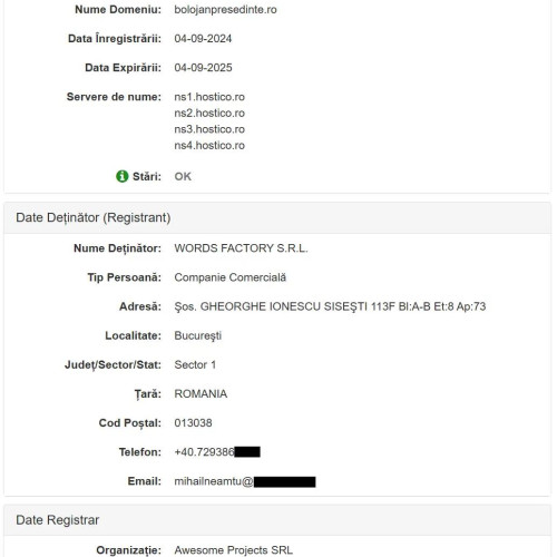 Mihail Neamtu și domeniul bolojanpresedinte.ro: achiziție controversată