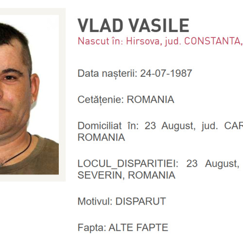 Dispariția lui Vlad Vasile din 23 August, Caraș-Severin