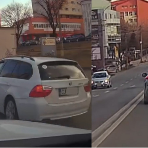 Smecherii cu BMW în Cluj-Napoca creează haos în trafic