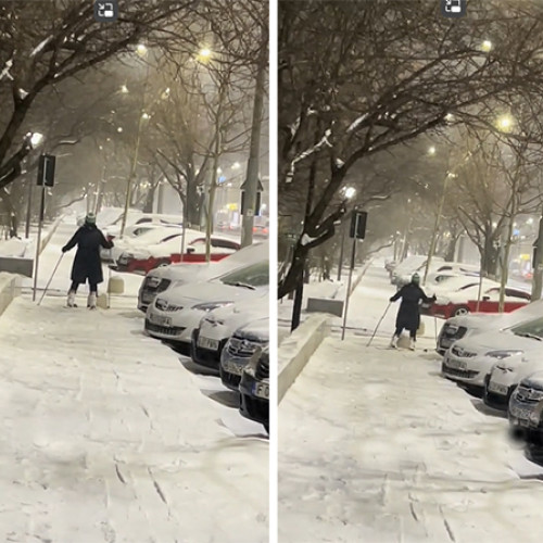 Bucureștenii schiază pe trotuare în Berceni