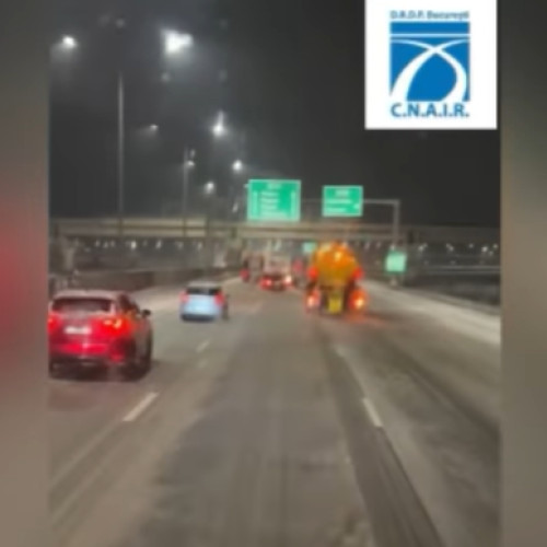 Circulație îngreunată din cauza zăpezii în județul Ilfov