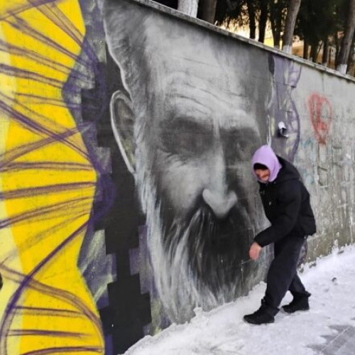 O pictură murală dedicată lui Constantin Brâncuși în Vulcan