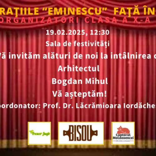 Elevii Colegiului Eminescu din Iași vor interacționa cu arhitectul Bogdan Mihul