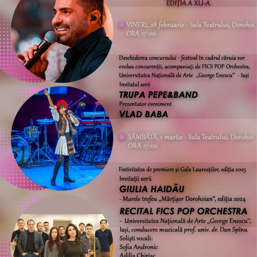 Festivalul Național de Muzică Ușoară „Mărțișor dorohoian” revine la Dorohoi