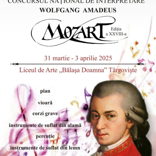 Concursul Național de Interpretare "Wolfgang Amadeus Mozart" începe în curând