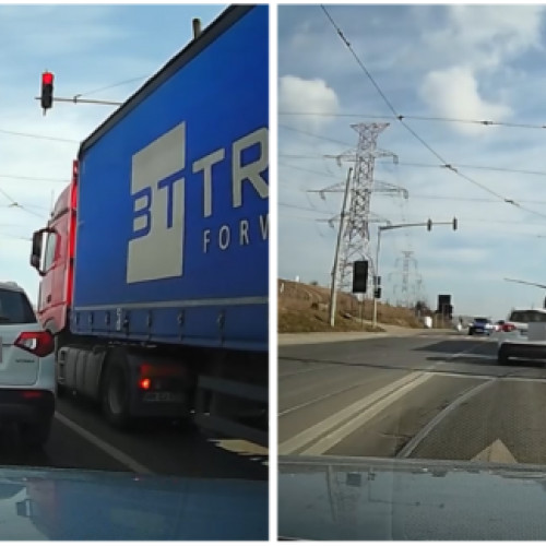 Doi șoferi din Cluj-Napoca ignoră semaforul, produind un incident de trafic