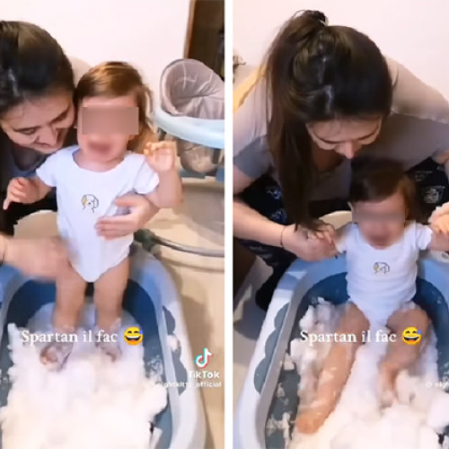 Mame criticate pentru filmarea bebelușilor în zăpadă