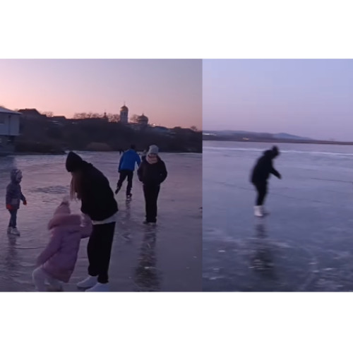 Distracție pe lacul Razelm: Tradiția plimbărilor cu sania și patinele în Sarichioi