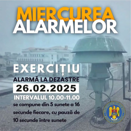 Exercitiul de alarmare publica "Miercurea Alarmelor" va avea loc pe 26 februarie
