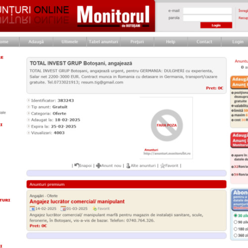 Record de citiri pe site-ul anunturi.monitorulbt.ro