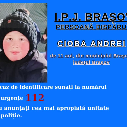 Minor dispărut de la domiciliu în Brașov
