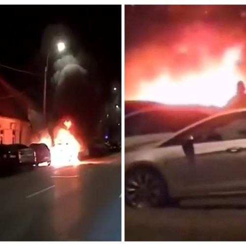 Incendiu violent la un autoturism în Cluj-Napoca