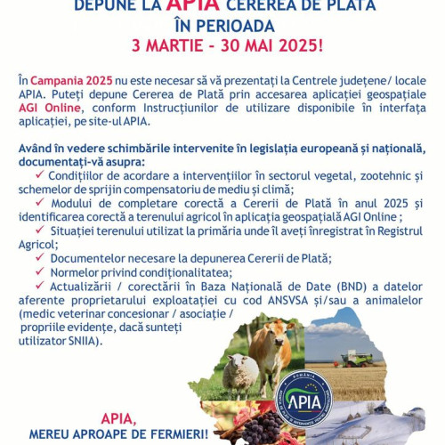 Fermierii pot depune cererile de plată online fără a merge la Centrele APIA
