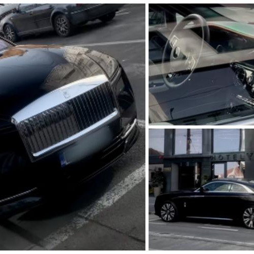 Rolls-Royce Spectre, lux în fața unui hotel de cinci stele din Cluj