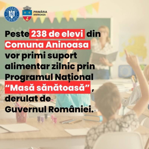 Aninoasa investește în educația copiilor prin programul "Masa sănătoasă"