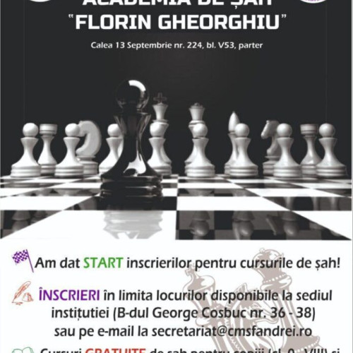 Complexul Multifuncțional „Sfântul Andrei” lansează Academia de șah Florin Gheorghiu