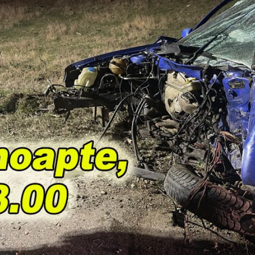 Accident de circulație la Buzău: un autoturism distrus