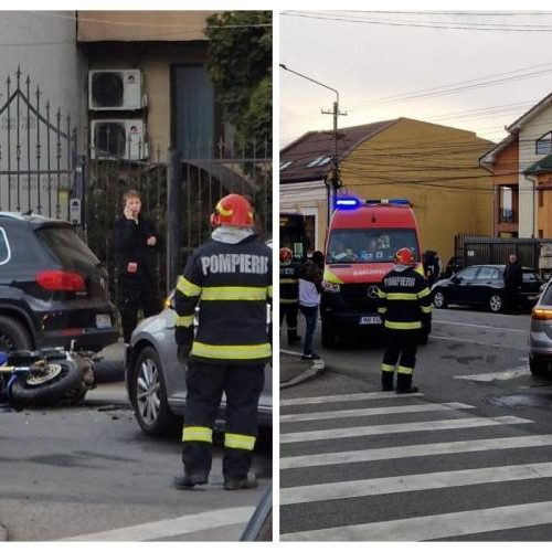 Accident pe strada Decebal din Cluj: Motociclistul a avut nevoie de îngrijiri medicale
