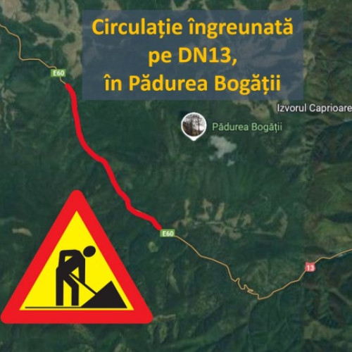 Trafic ingreunat pe DN13 din cauza lucrarilor de taiere a arborilor