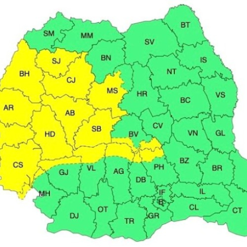 Avertizări meteo cod galben pentru vreme rea în România