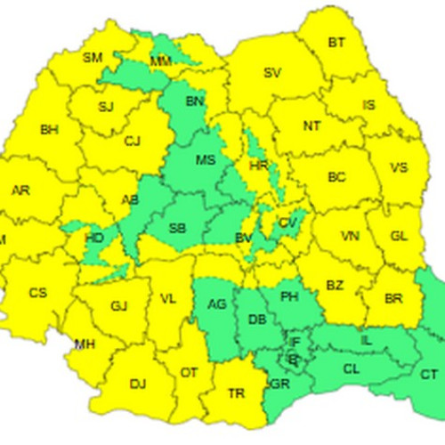 Județul Botoșani sub atenționare meteo cod galben de vreme rea