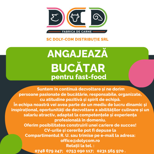 Locuri de muncă disponibile în domeniul culinar