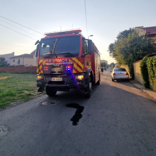 Intervenție a pompierilor pentru stingerea unui incendiu