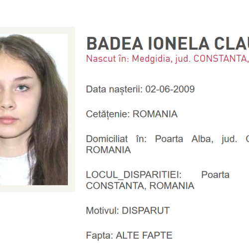 Dispariția unei fetițe din Medgidia, căutată de autorități