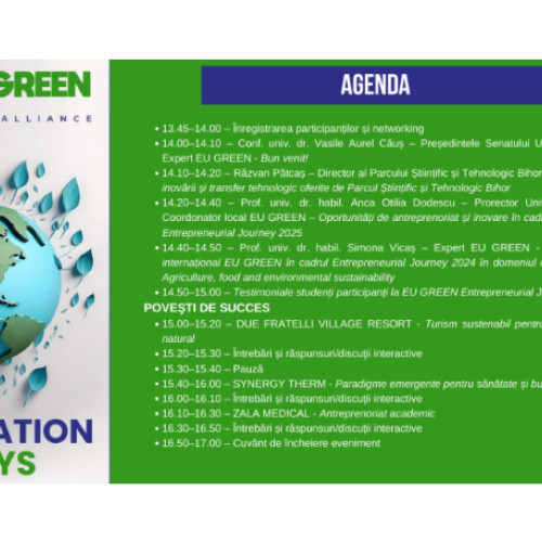 Universitatea din Oradea si EU GREEN organizează "Inspiration Days"
