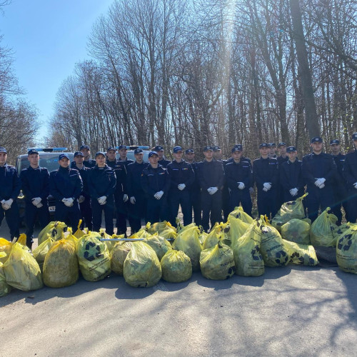 Jandarmii botoșăneni ecologizează pădurea Rediu