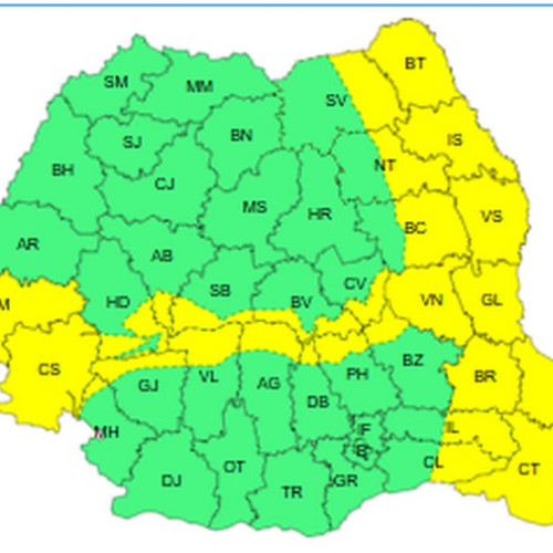 Avertizare de Cod galben pentru Botoșani