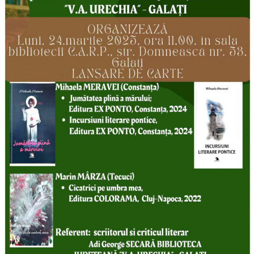 Lansare de carte la Salonul Cultural Armonii de toamnă în Galați