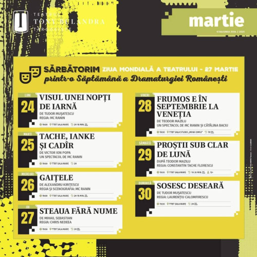 Teatrul "Tony Bulandra" din Târgoviște celebrează Ziua Mondială a Teatrului