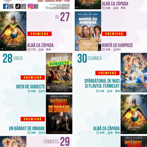Program interesant la Cinematograful Independenta din Targoviste