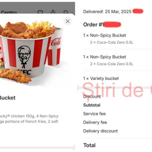 Client dezamăgit de comanda la KFC din Cluj